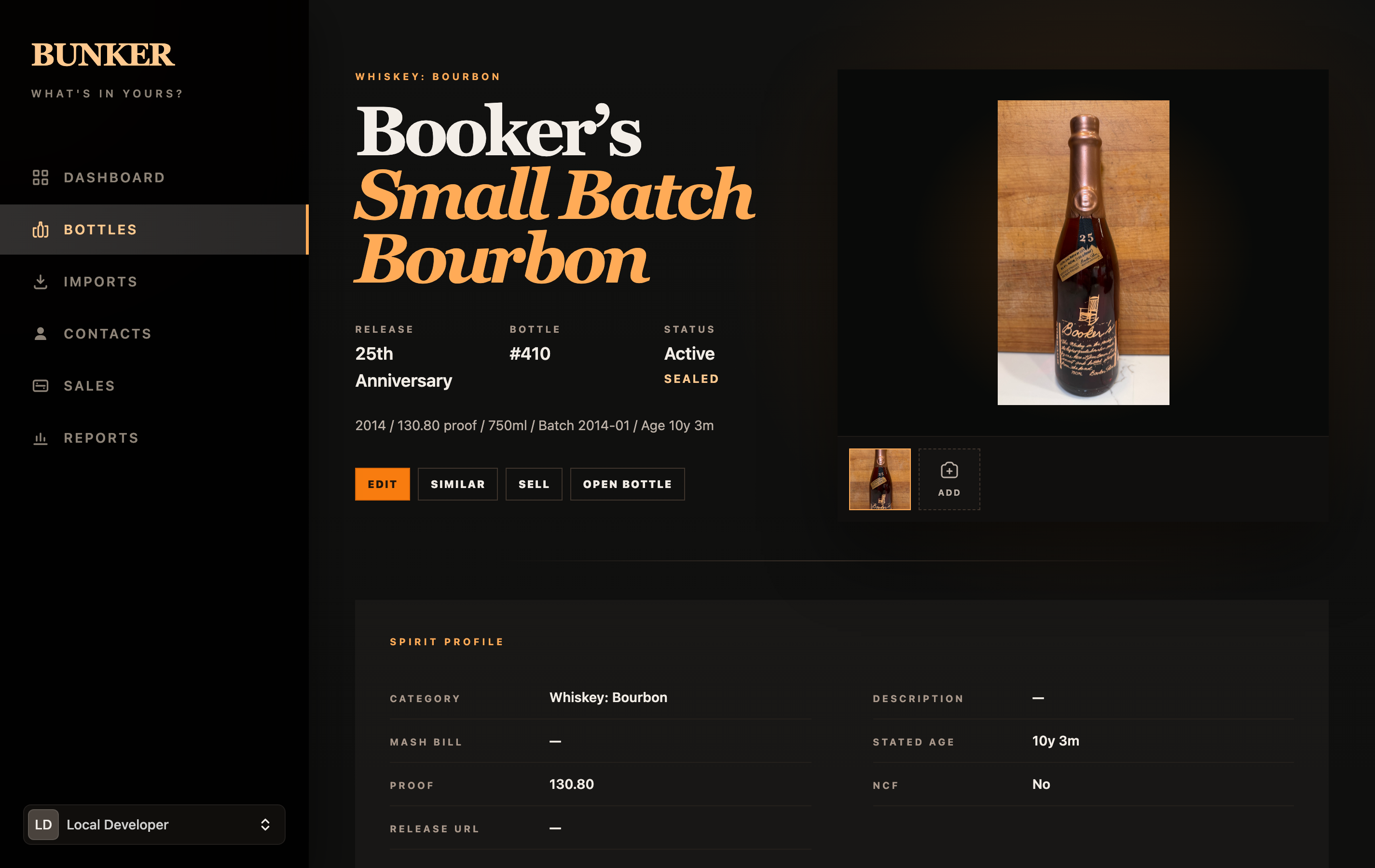 Bottle 410 open on Bunker desktop