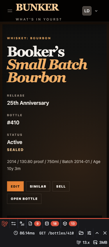 Bottle 410 open on Bunker mobile